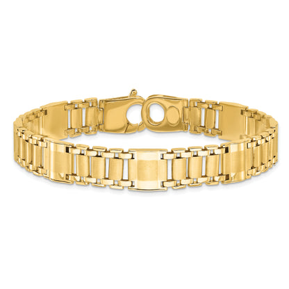 8.5 Inch 14K Satin & Polished Men'S Link Bracelet
