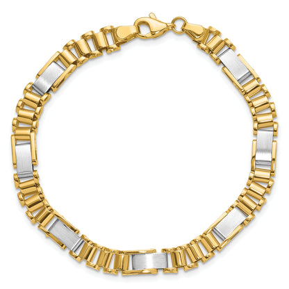 8 Inch 14K Two-Tone Brushed And Polished Fancy Link 8In Bracelet