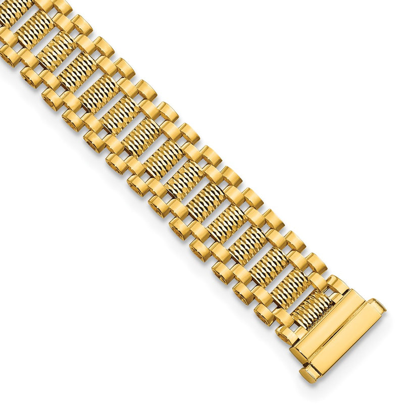 14K Yellow Gold Polished & D/C Fancy Link Chain Bracelet