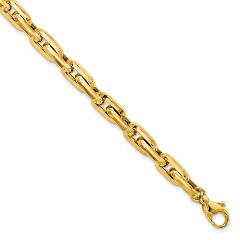 14K Yellow Gold Polished Fancy Long Cable Link Mens Chain Bracelet