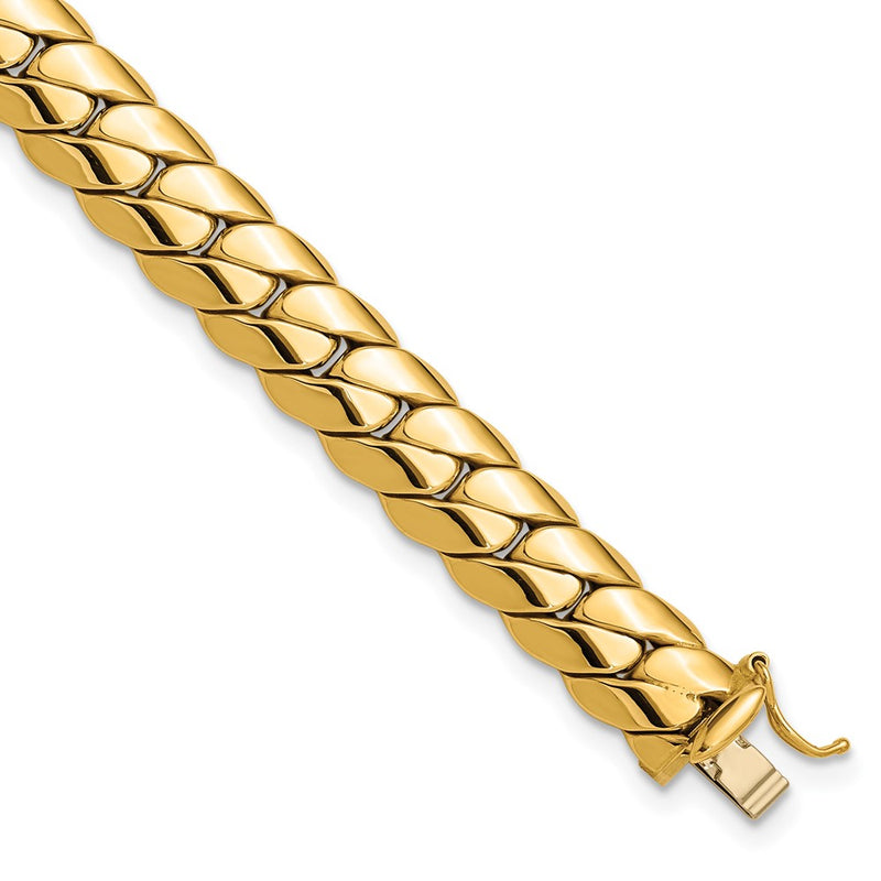 14K Yellow Gold Polished Fancy Link Men'S Chain Bracelet