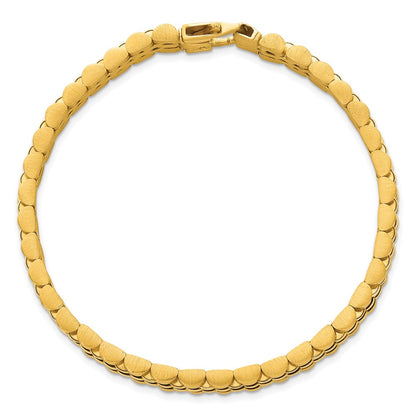 14k Yellow Gold Brushed and Polished Fancy Link 10mm Men's Chain Bracelet