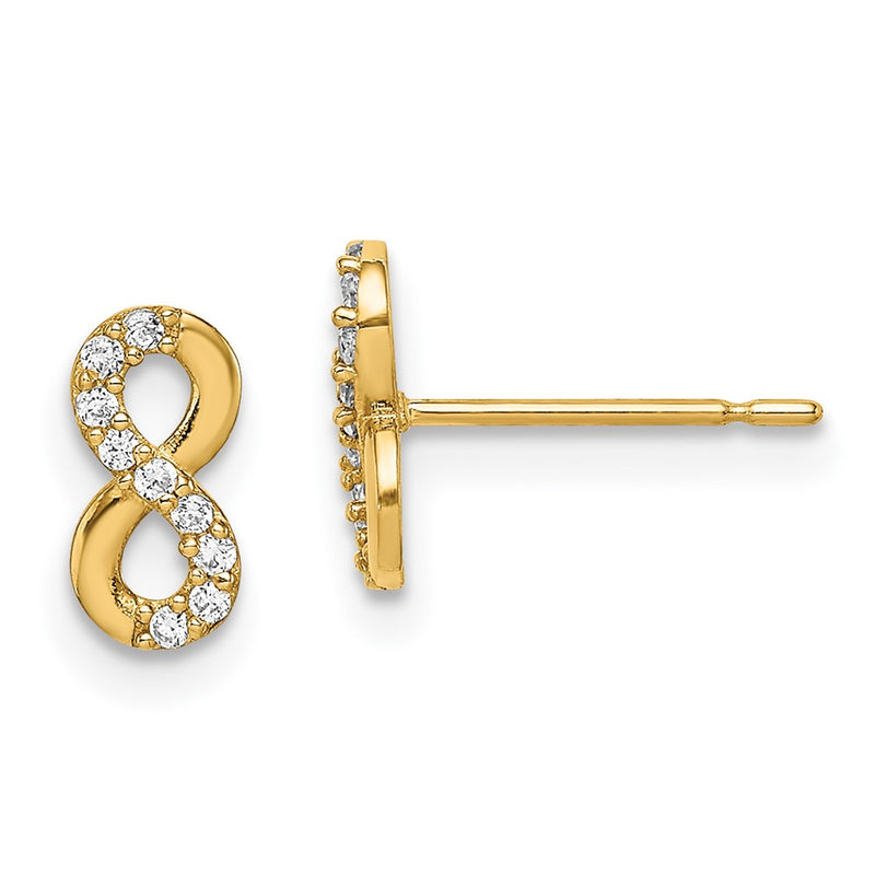 14K Yellow Gold Madi K Infinity Symbol Cz Stud Earrings