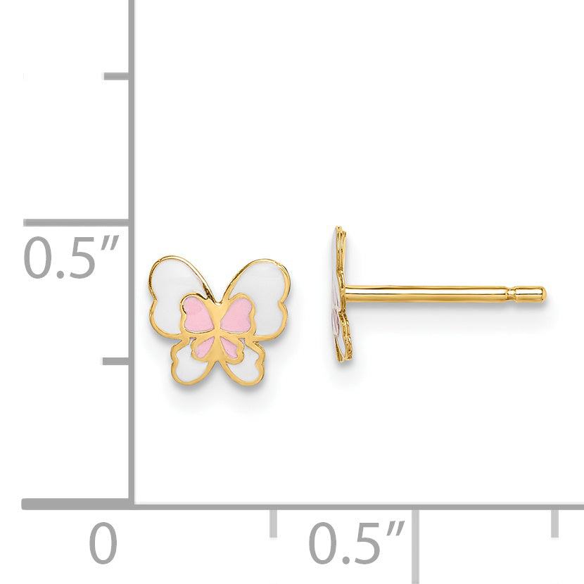 14K Yellow Gold Madi K Enamel Butterfly Post Earrings