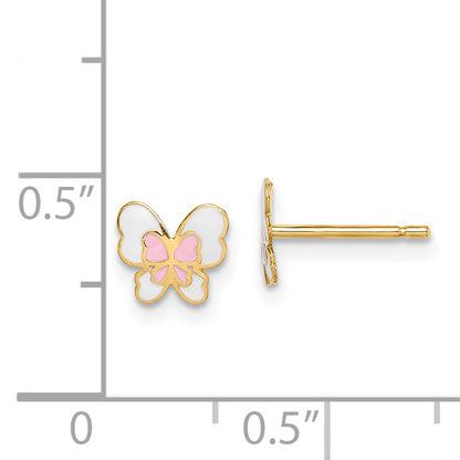 14K Yellow Gold Madi K Enamel Butterfly Post Earrings