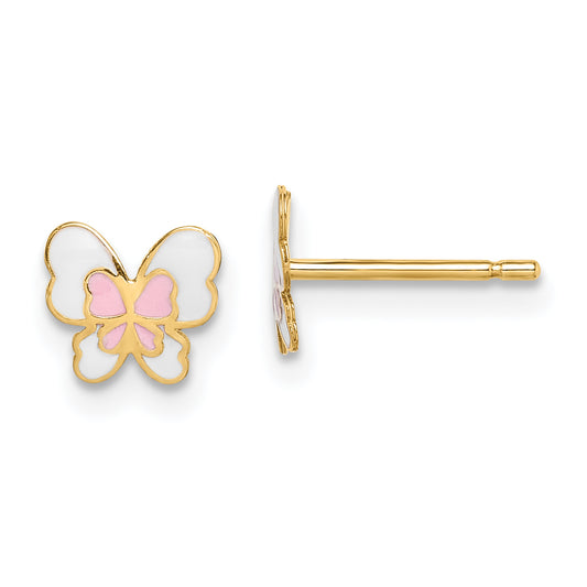 14K Yellow Gold Madi K Enamel Butterfly Post Earrings