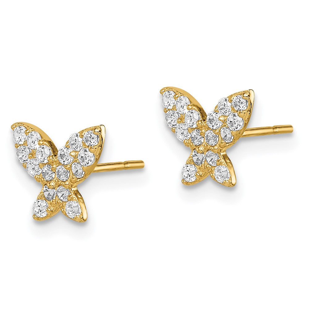 14K Yellow Gold Madi K Butterfly Cz Post Earrings