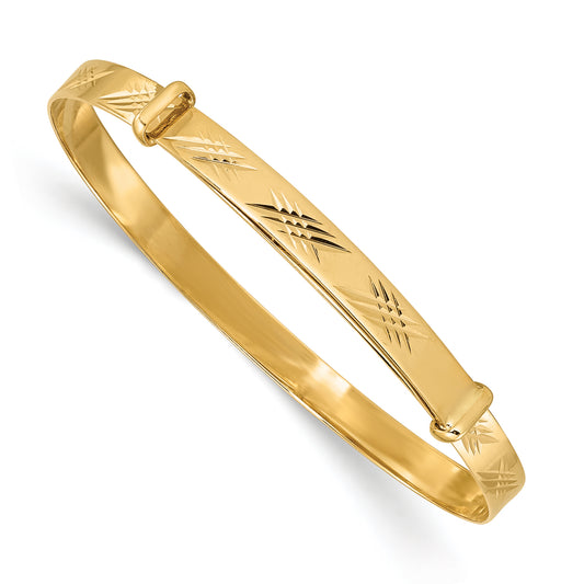 14K Yellow Gold Madi K Polished D/C Expandable Baby Bangle