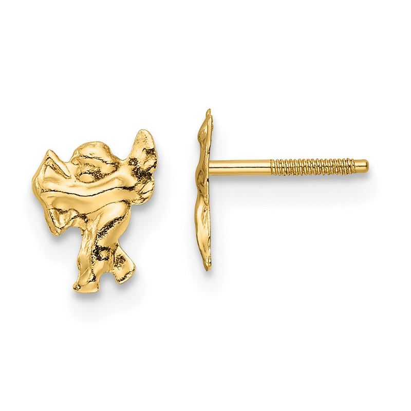 14K Yellow Gold Madi K Polished Cupid Threaded Post Earrings