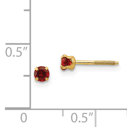 14K Yellow Gold Madi K 3mm Garnet Earrings