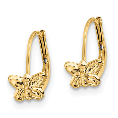 14K Yellow Gold Madi K Polished Butterfly Leverback Earrings