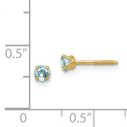 14K Yellow Gold Madi K 3mm Aquamarine Earrings