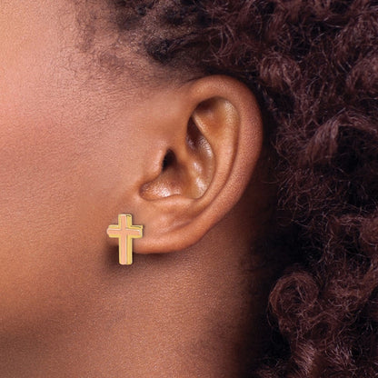14K Madi K Two-Tone Cross Post Earrings