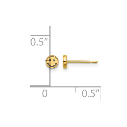 14K Yellow Gold Madi K and Black Rhodium-Plated Polished Smiley Face Post Earrings