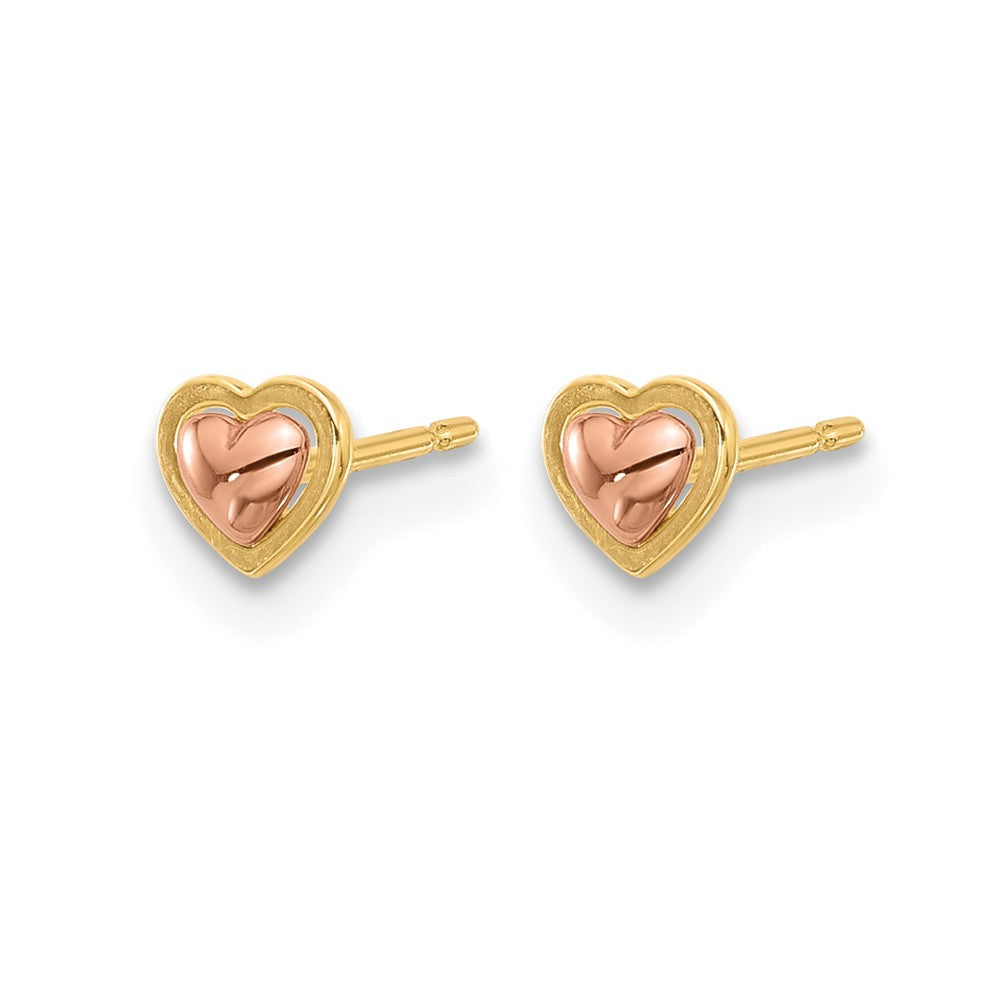 14K Madi K Two-Tone Polished Heart Post Earrings