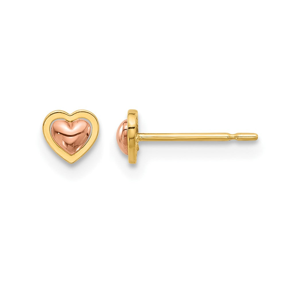 14K Madi K Two-Tone Polished Heart Post Earrings