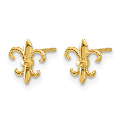 14K Yellow Gold Madi K Polished Fleur De Lis Post Earrings