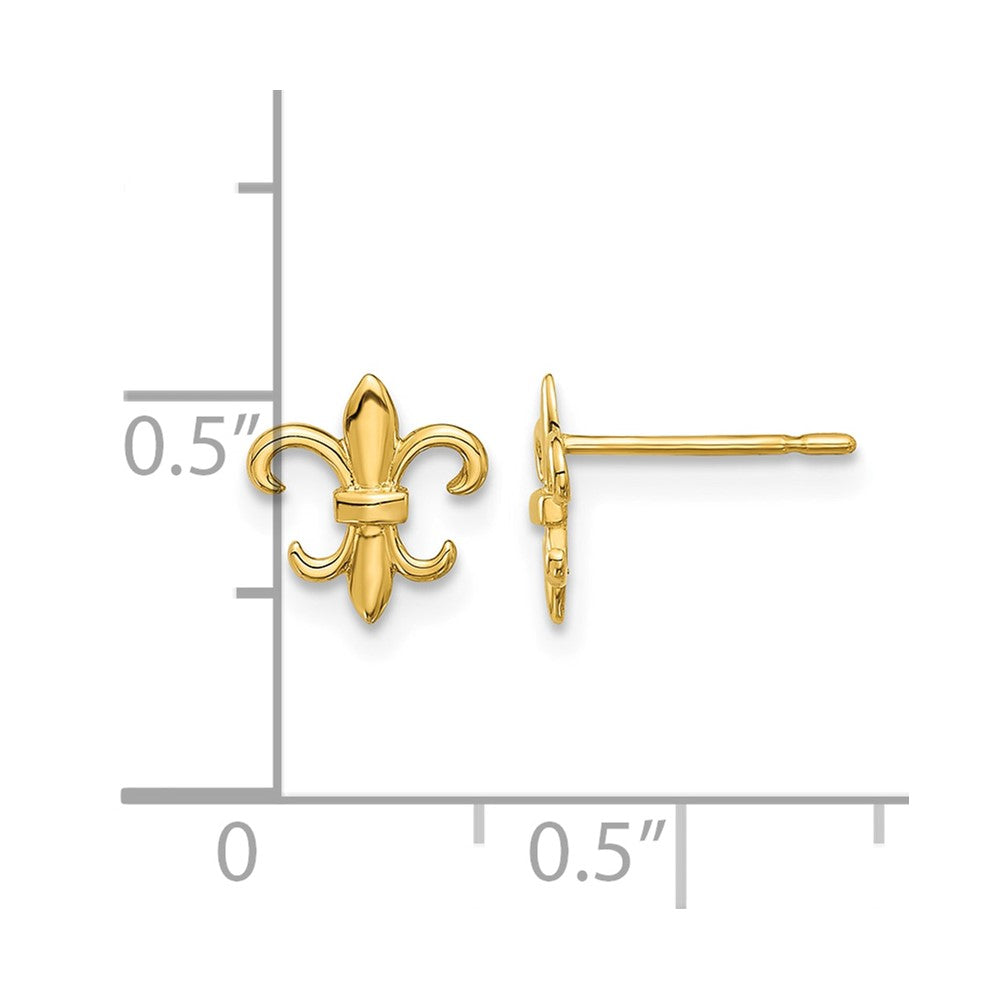 14K Yellow Gold Madi K Polished Fleur De Lis Post Earrings