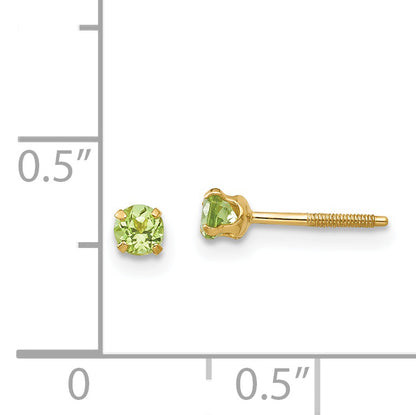 14K Yellow Gold Madi K 3mm Peridot Earrings