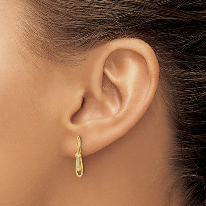 14K Yellow Gold Madi K Polished CZ Fancy Post Dangle Earrings