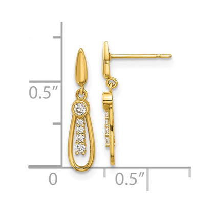 14K Yellow Gold Madi K Polished CZ Fancy Post Dangle Earrings