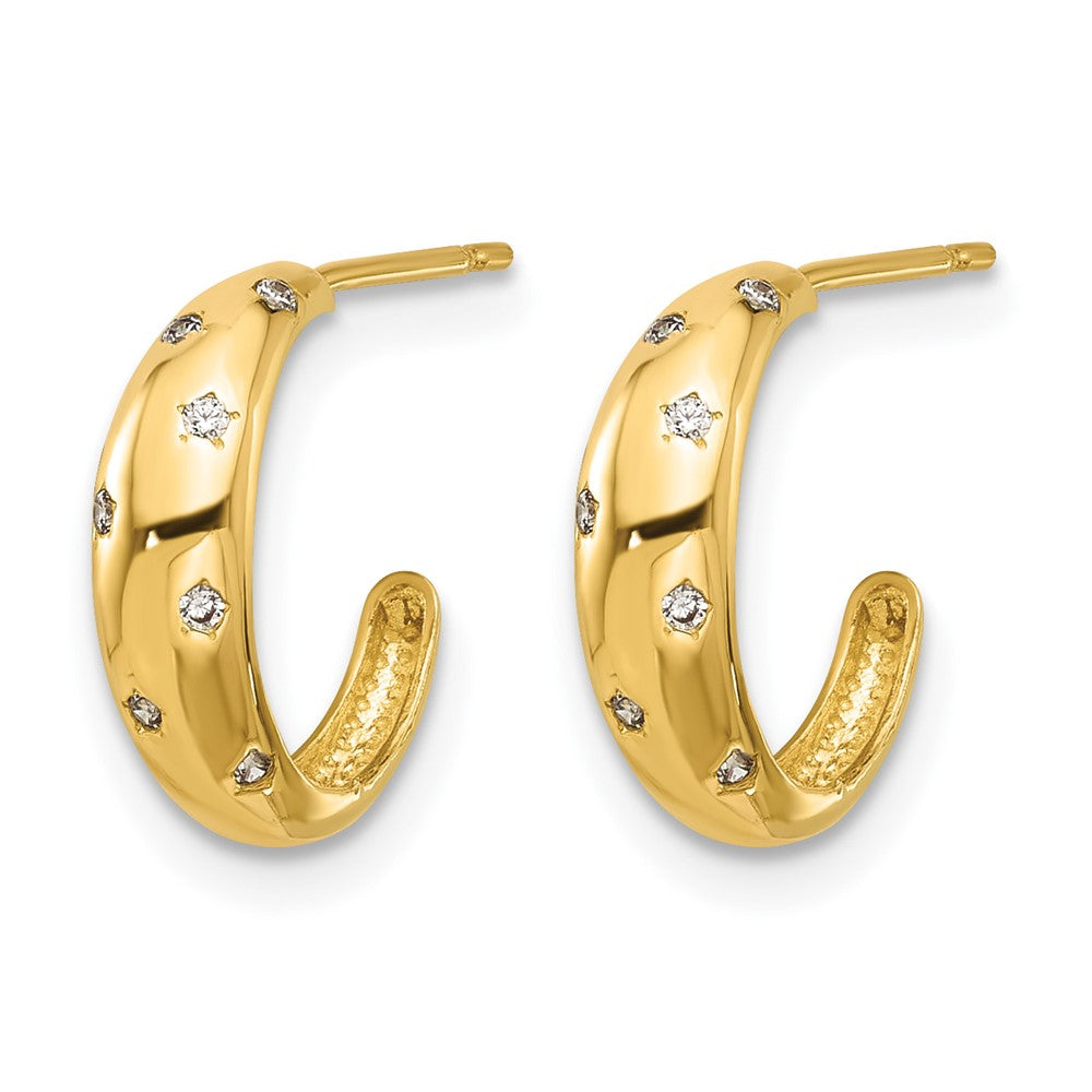 14K Yellow Gold Madi K Polished CZ Post Hoop Earrings