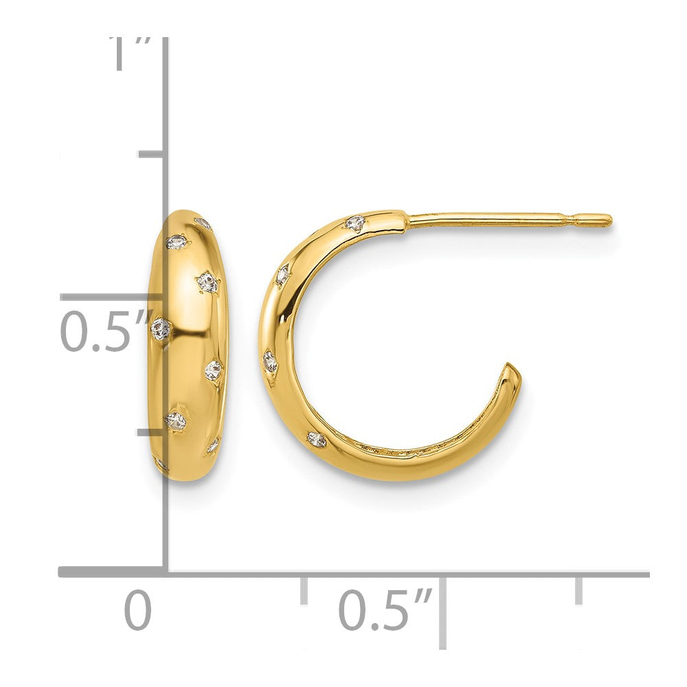 14K Yellow Gold Madi K Polished CZ Post Hoop Earrings