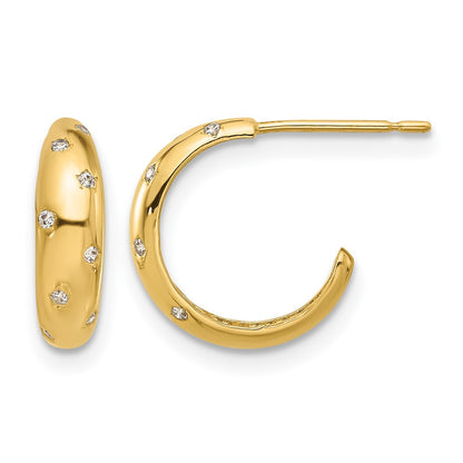 14K Yellow Gold Madi K Polished CZ Post Hoop Earrings