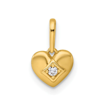 14K Yellow Gold Madi K Polished CZ Heart Pendant