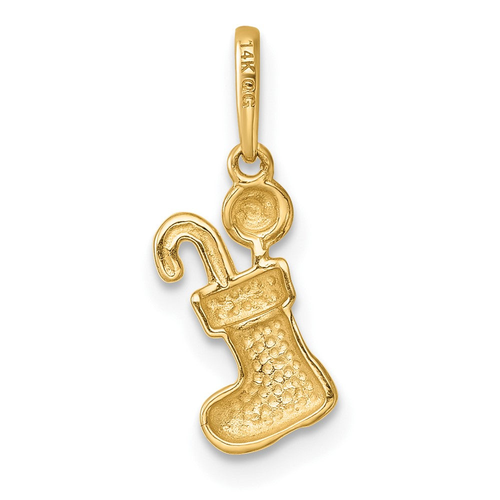 14K Yellow Gold Madi K Polished Stocking with Candy Pendant