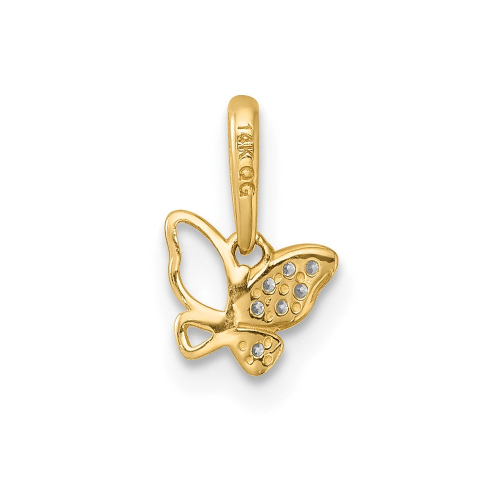 14K Yellow Gold Madi K Polished CZ Butterfly Pendant