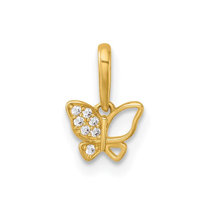 14K Yellow Gold Madi K Polished CZ Butterfly Pendant