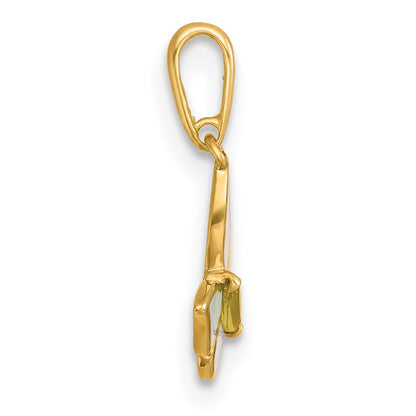14K Yellow Gold Madi K Polished White Enamel and CZ Butterfly Pendant