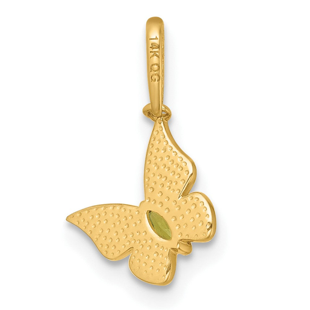 14K Yellow Gold Madi K Polished White Enamel and CZ Butterfly Pendant