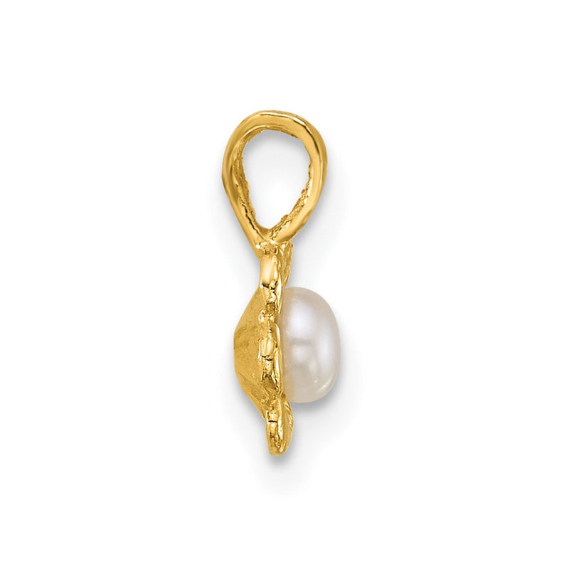 14K Yellow Gold Madi K 3-4mm Button Freshwater Cultured Pearl Flower Pendant