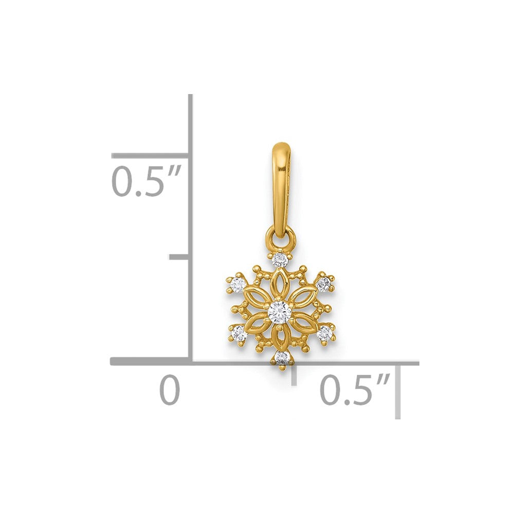 14K Yellow Gold Madi K Polished CZ Snowflake Pendant