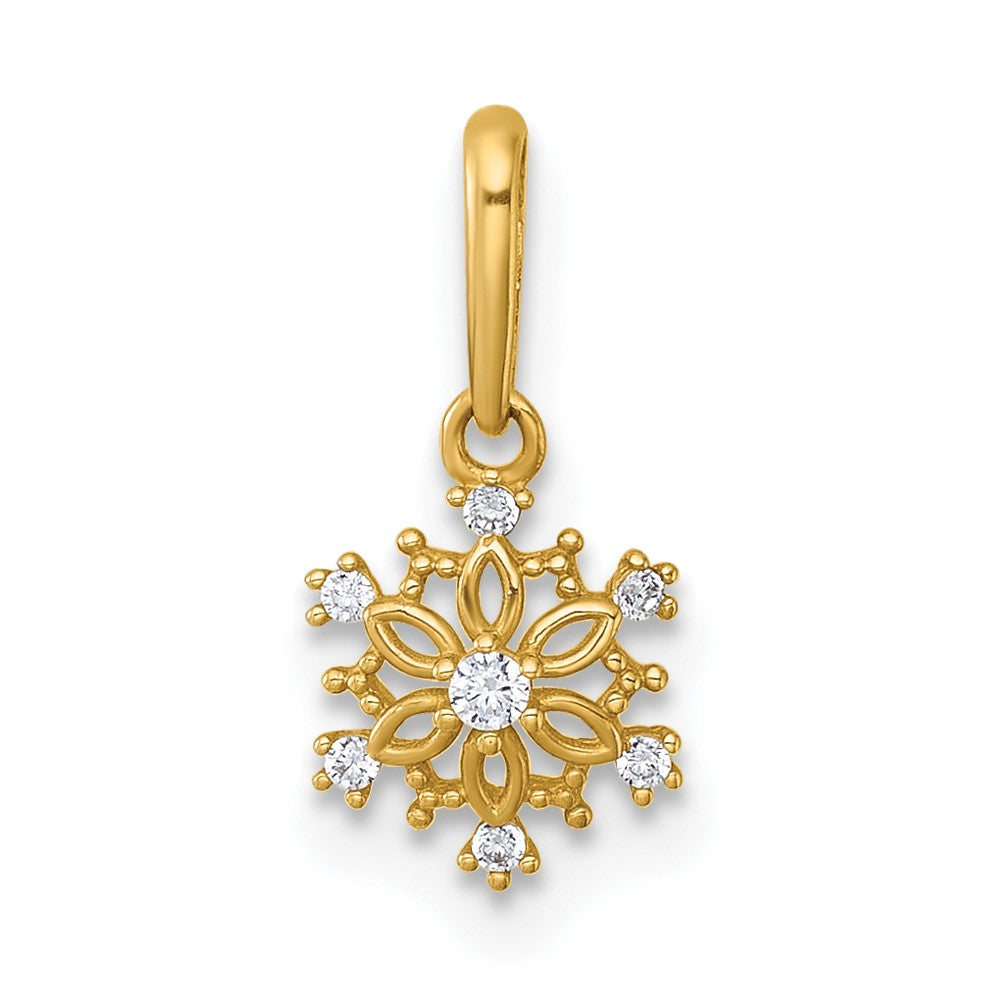 14K Yellow Gold Madi K Polished CZ Snowflake Pendant