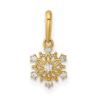 14K Yellow Gold Madi K Polished CZ Snowflake Pendant