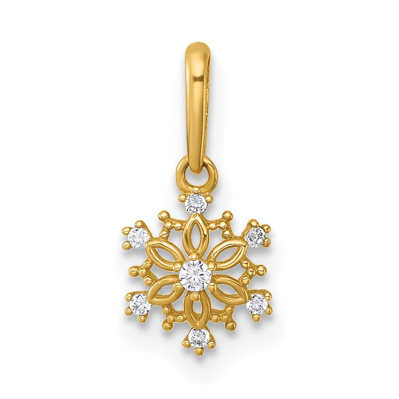 14K Yellow Gold Madi K Polished CZ Snowflake Pendant