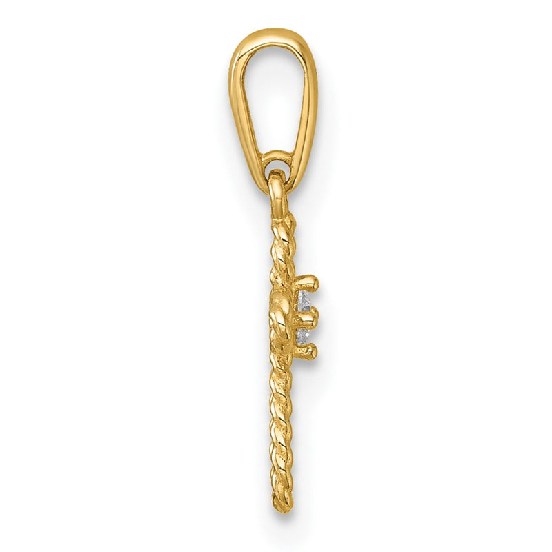 14K Yellow Gold Madi K Polished and Twisted Fancy CZ Cross Pendant