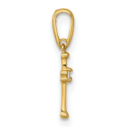 14K Yellow Gold Madi K Polished and Beaded CZ Open Cross Pendant