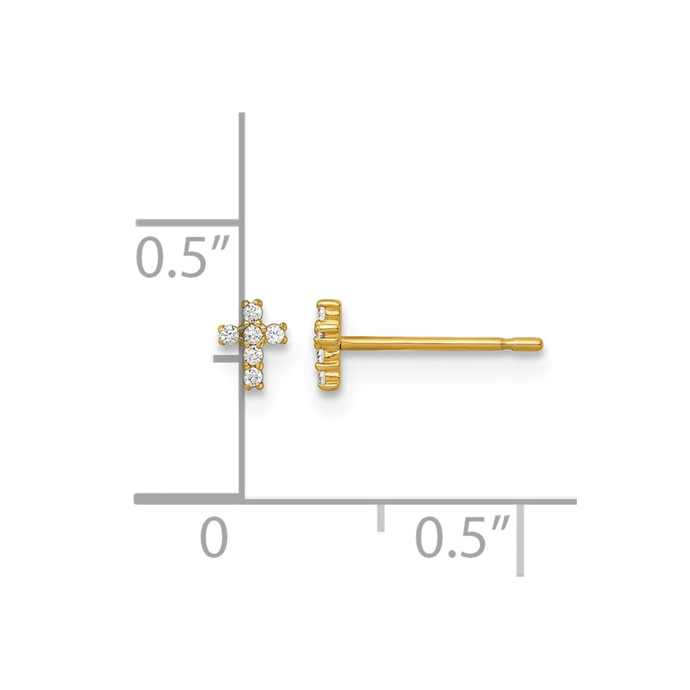 14K Yellow Gold Madi K Polished CZ Cross Post Earrings