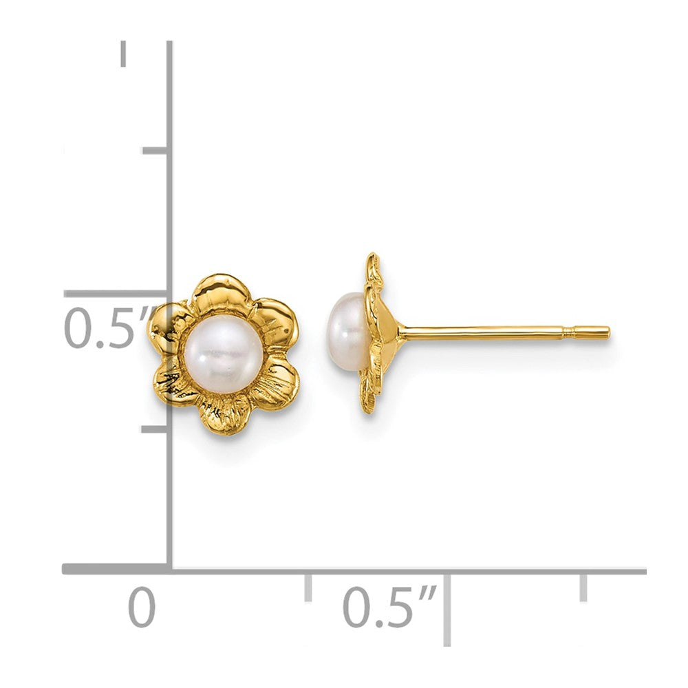 14K Yellow Gold Madi K 3-4mm Button Freshwater Cultured Pearl Flower Earrings
