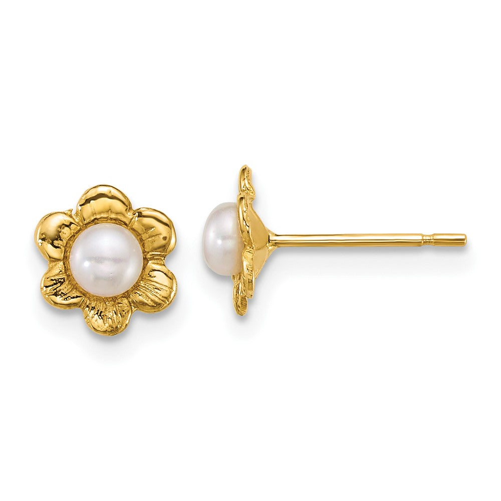 14K Yellow Gold Madi K 3-4mm Button Freshwater Cultured Pearl Flower Earrings