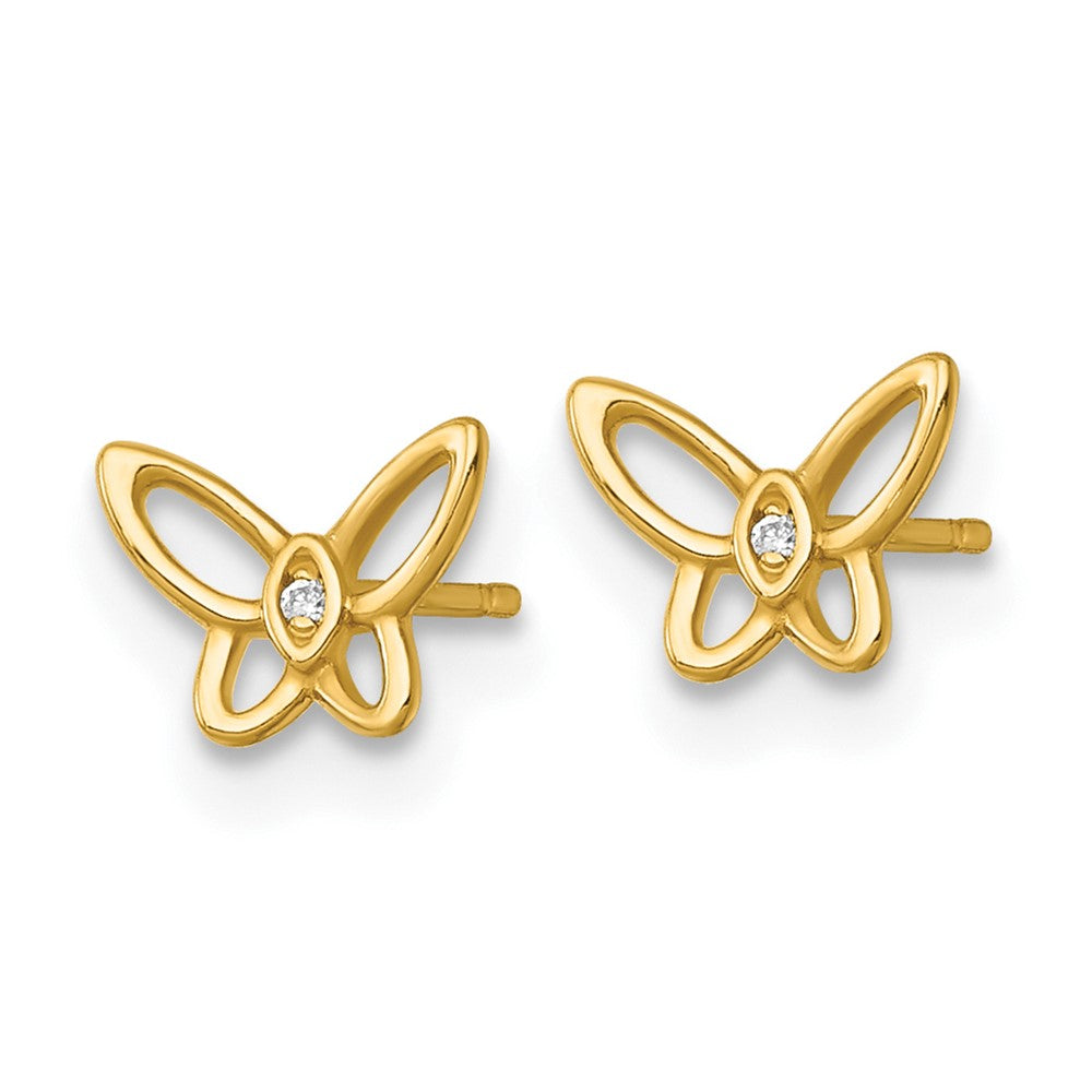 14K Yellow Gold Madi K Polished CZ Butterfly Post Earrings