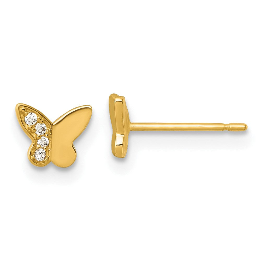 14K Yellow Gold Madi K Polished CZ Butterfly Post Earrings