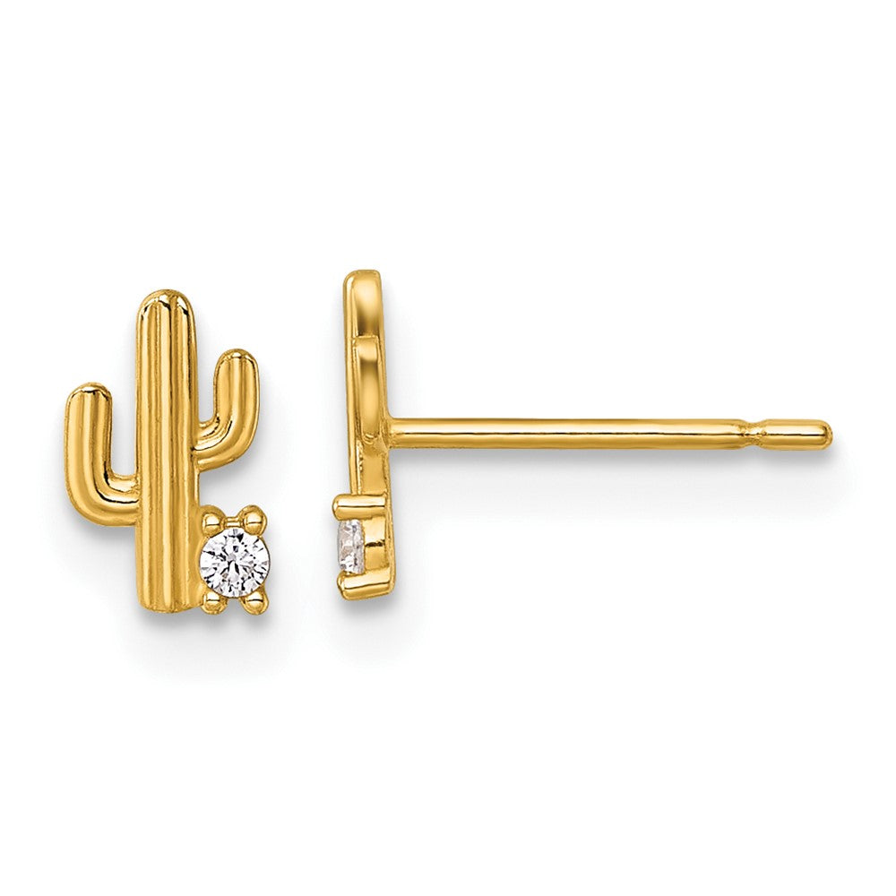 14K Yellow Gold Madi K Polished CZ Cactus Post Earrings