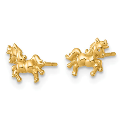 14K Yellow Gold Madi K Polished Unicorn Post Earrings