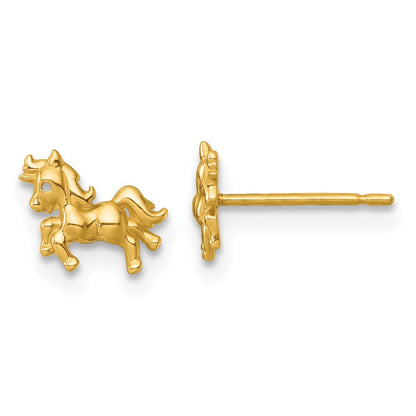 14K Yellow Gold Madi K Polished Unicorn Post Earrings