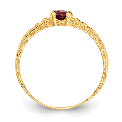 14K Yellow Gold Madi K 3mm Garnet Birthstone Baby Ring